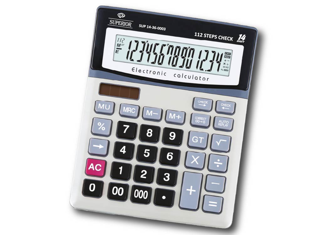 CALCULADORA DE ESCRIT. 14 DIGIT. GRANDE SOLAR/BAT. GARANTIA 2 AÑOS 14.5*18CM